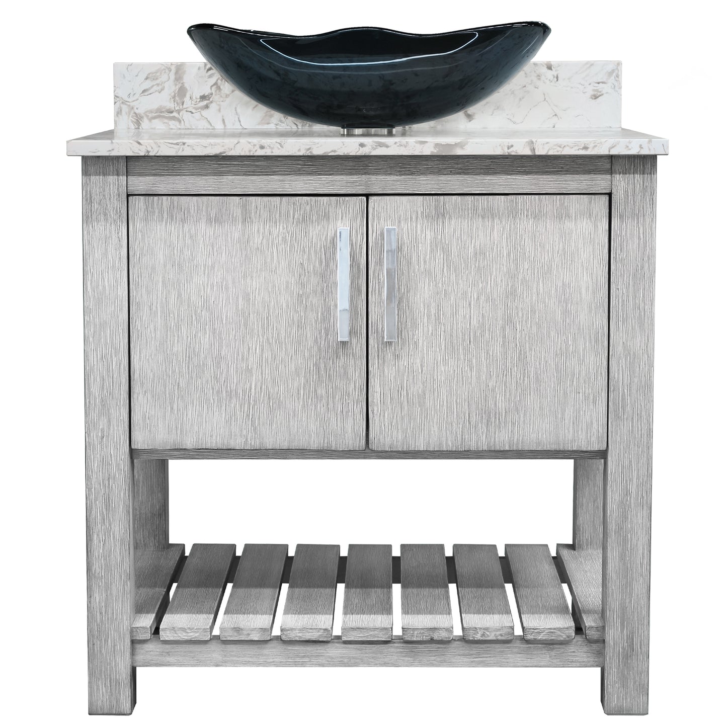 30-inch Bath Vanity with Café Mocha Quartz Counter and Sink - NOBV-30SG-6001-317G