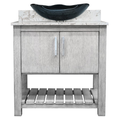 30-inch Bath Vanity with Café Mocha Quartz Counter and Sink - NOBV-30SG-6001-317G