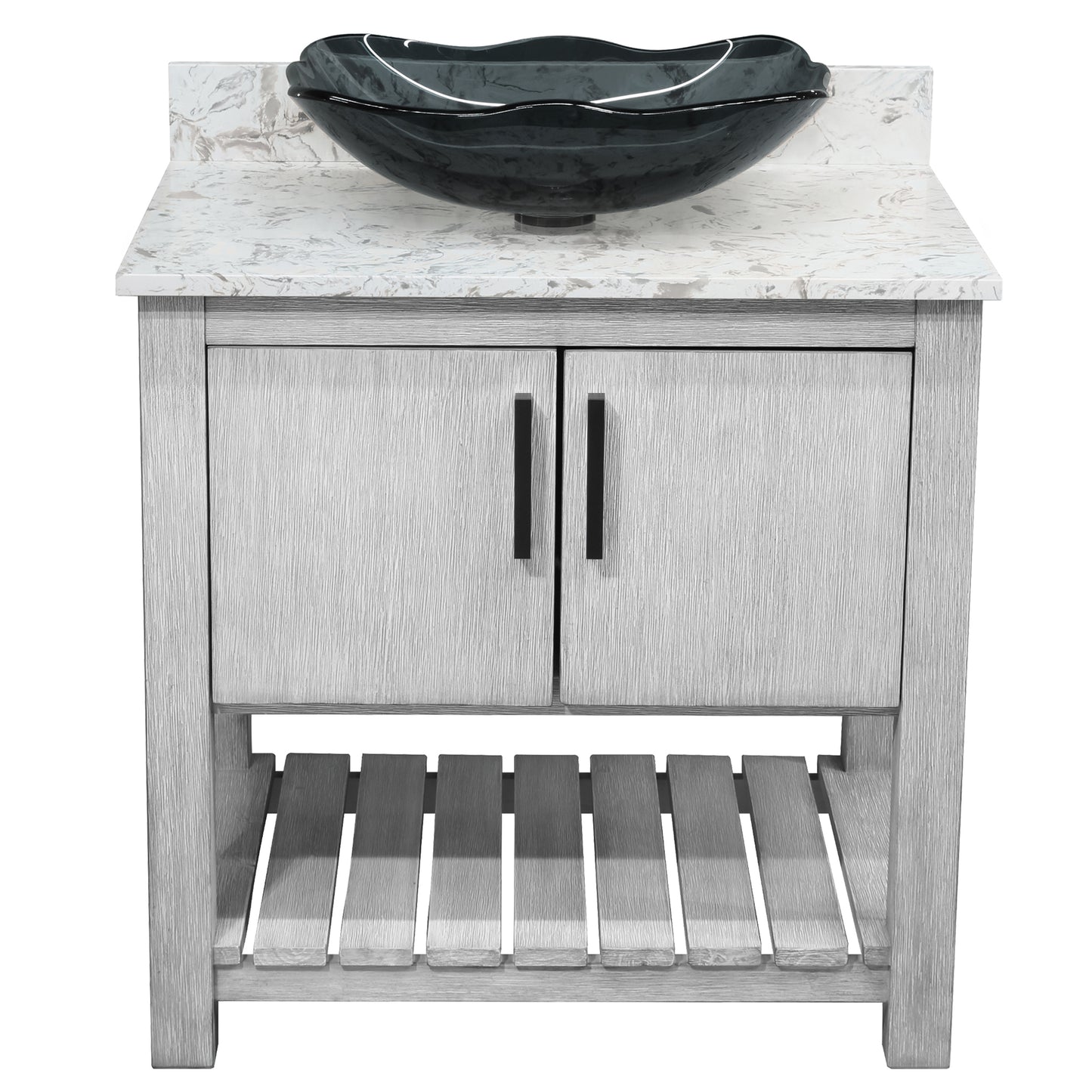 30-inch Bath Vanity with Café Mocha Quartz Counter and Sink - NOBV-30SG-6001-317G