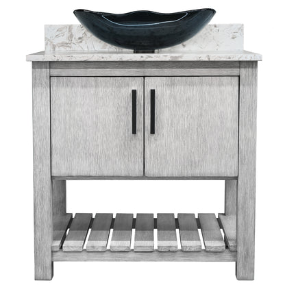 30-inch Bath Vanity with Café Mocha Quartz Counter and Sink - NOBV-30SG-6001-317G