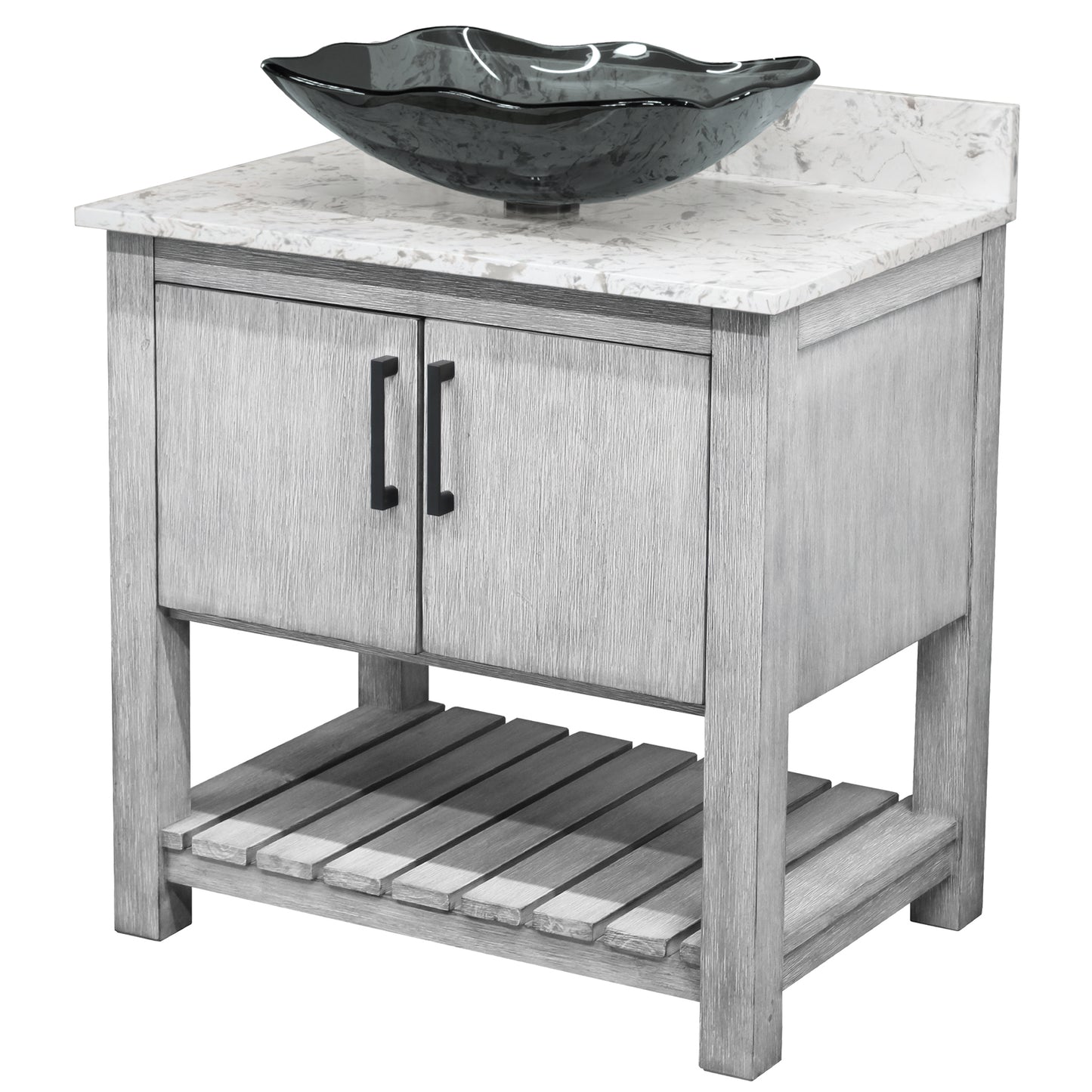 30-inch Bath Vanity with Café Mocha Quartz Counter and Sink - NOBV-30SG-6001-317G