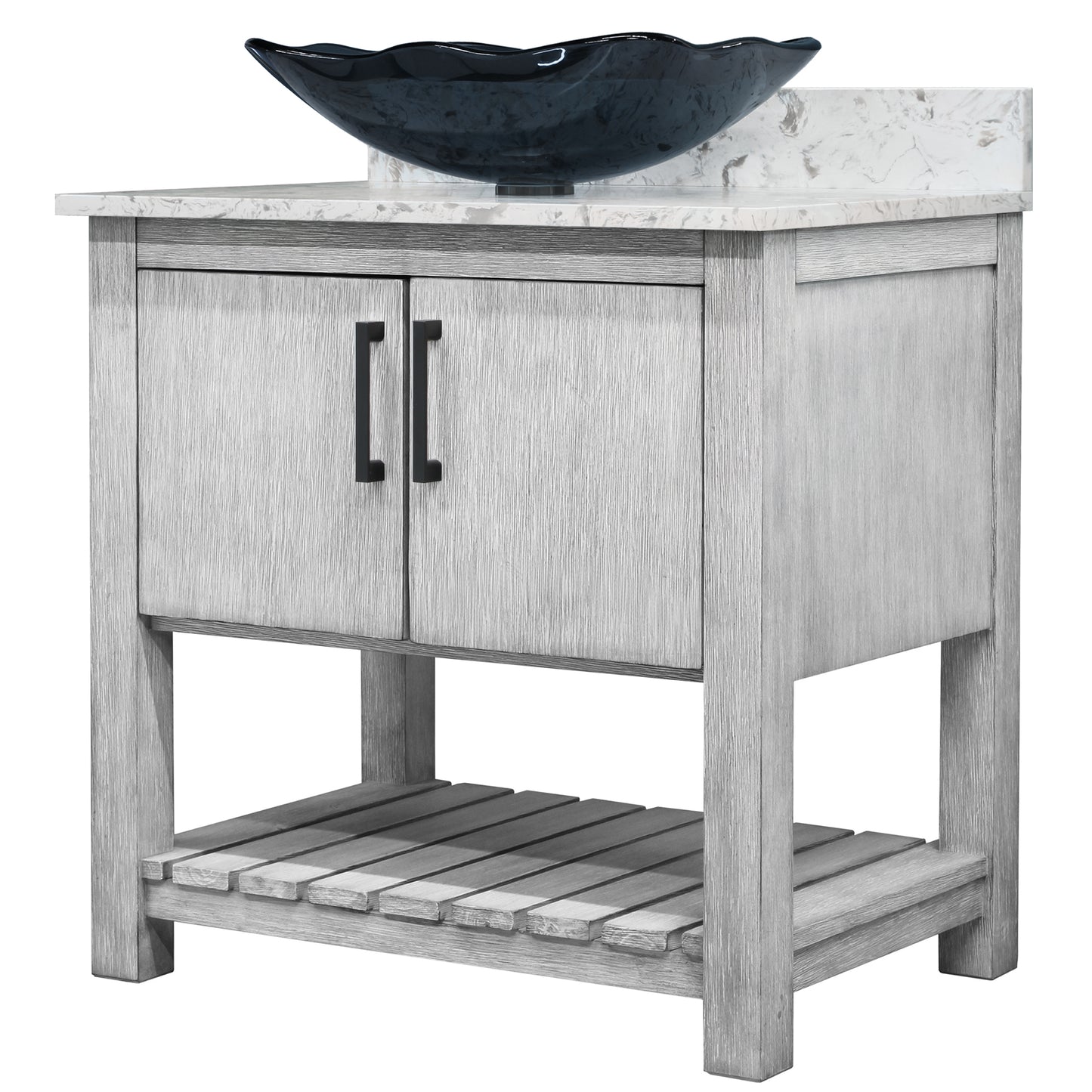 30-inch Bath Vanity with Café Mocha Quartz Counter and Sink - NOBV-30SG-6001-317G