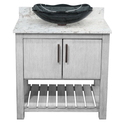 30-inch Bath Vanity with Café Mocha Quartz Counter and Sink - NOBV-30SG-6001-317G