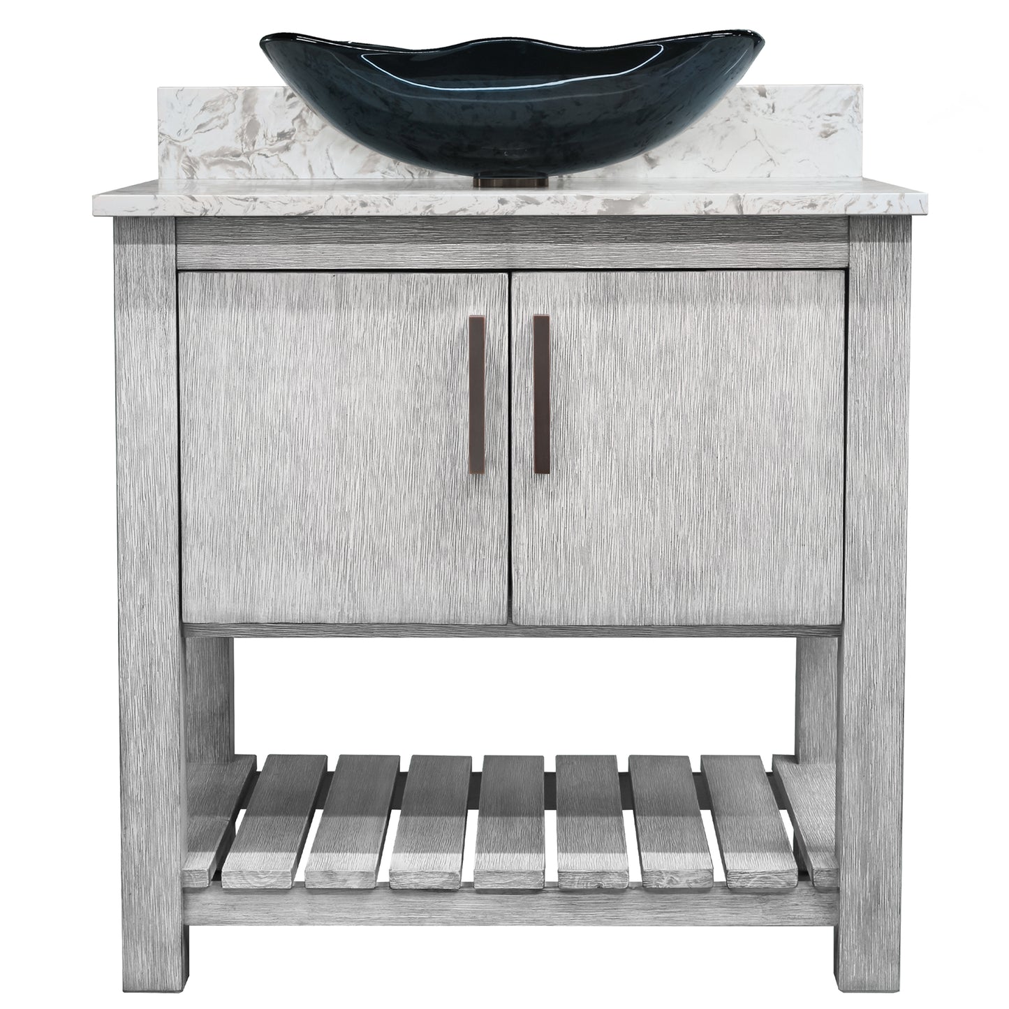 30-inch Bath Vanity with Café Mocha Quartz Counter and Sink - NOBV-30SG-6001-317G