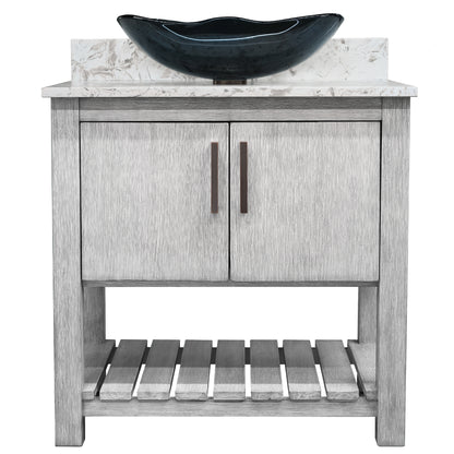 30-inch Bath Vanity with Café Mocha Quartz Counter and Sink - NOBV-30SG-6001-317G