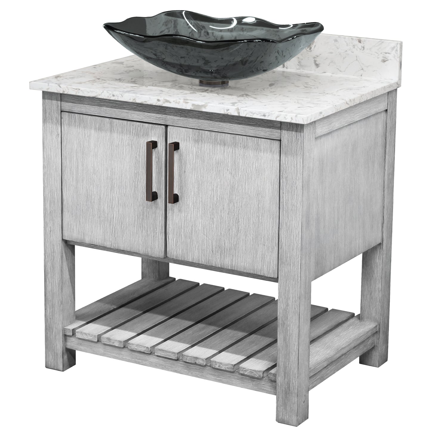 30-inch Bath Vanity with Café Mocha Quartz Counter and Sink - NOBV-30SG-6001-317G