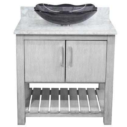 30-inch Bath Vanity with Carrara White Marble Counter and Sink - NOBV-30SG-CAR-317G