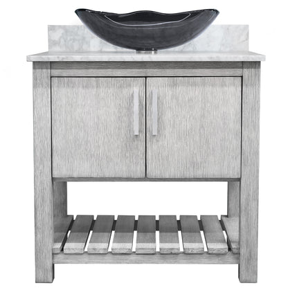 30-inch Bath Vanity with Carrara White Marble Counter and Sink - NOBV-30SG-CAR-317G