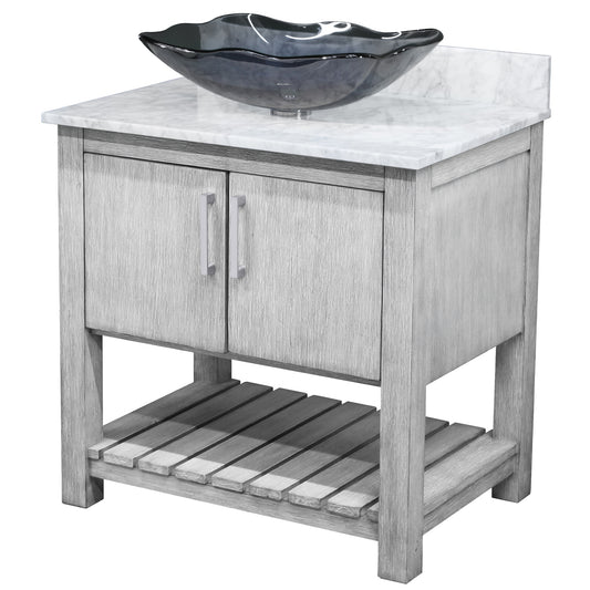 30-inch Bath Vanity with Carrara White Marble Counter and Sink - NOBV-30SG-CAR-317G