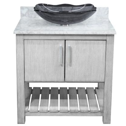 30-inch Bath Vanity with Carrara White Marble Counter and Sink - NOBV-30SG-CAR-317G