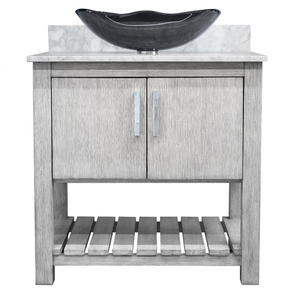 30-inch Bath Vanity with Carrara White Marble Counter and Sink - NOBV-30SG-CAR-317G