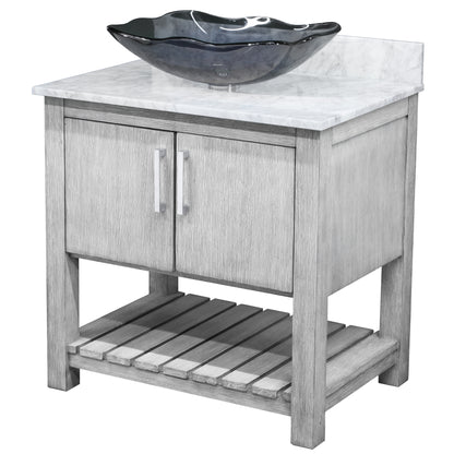 30-inch Bath Vanity with Carrara White Marble Counter and Sink - NOBV-30SG-CAR-317G