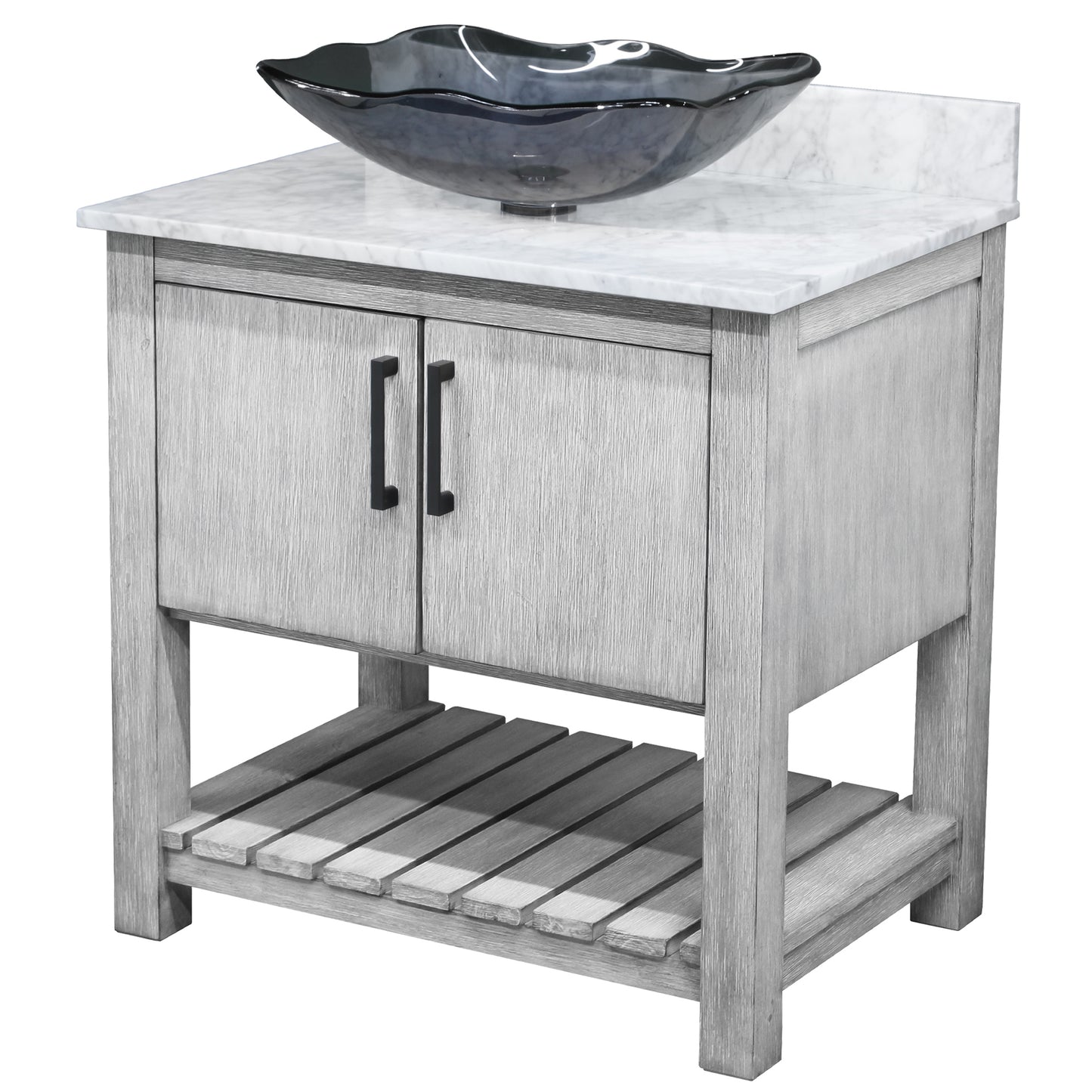 30-inch Bath Vanity with Carrara White Marble Counter and Sink - NOBV-30SG-CAR-317G