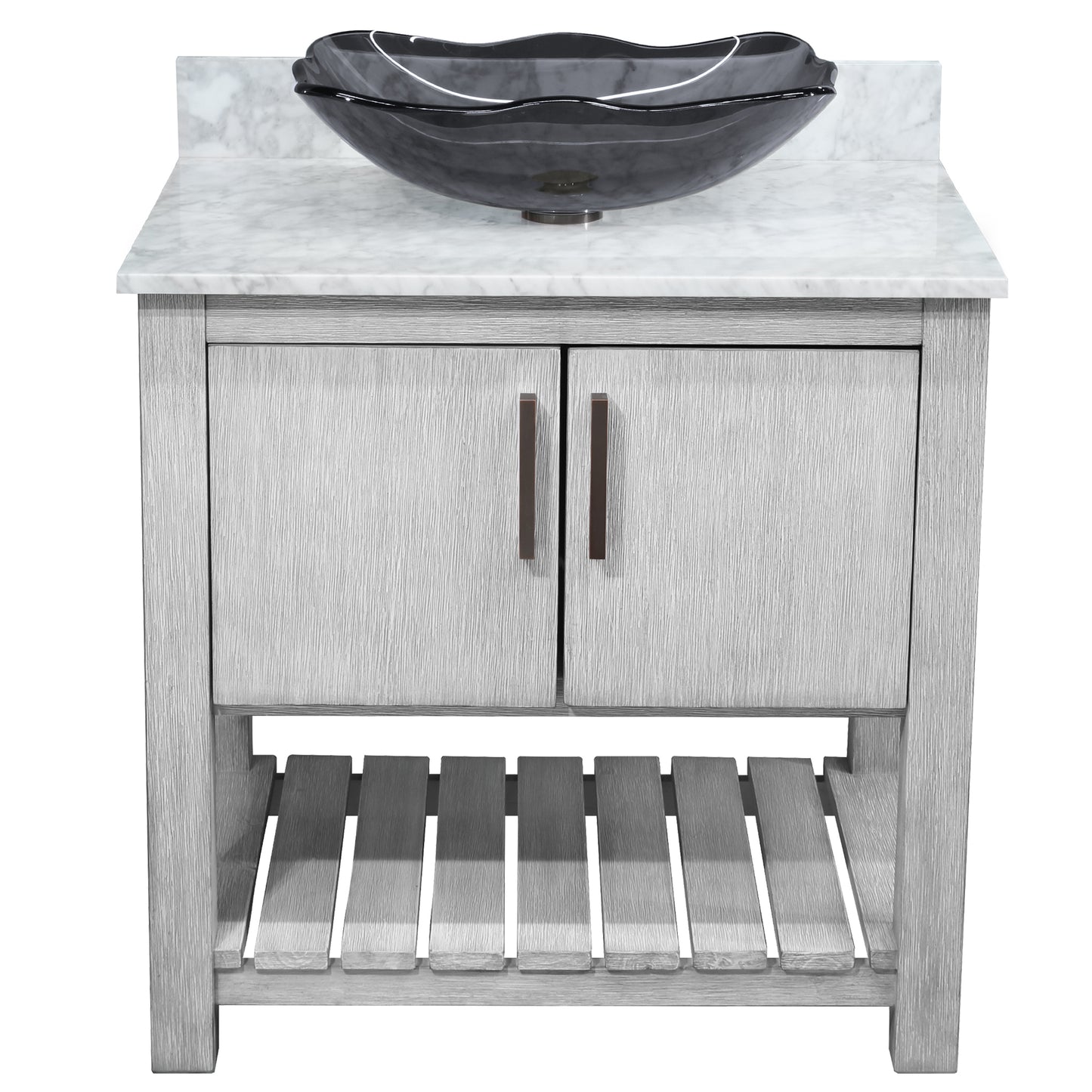 30-inch Bath Vanity with Carrara White Marble Counter and Sink - NOBV-30SG-CAR-317G