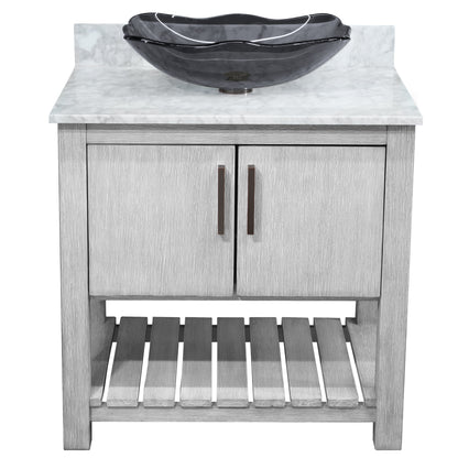 30-inch Bath Vanity with Carrara White Marble Counter and Sink - NOBV-30SG-CAR-317G