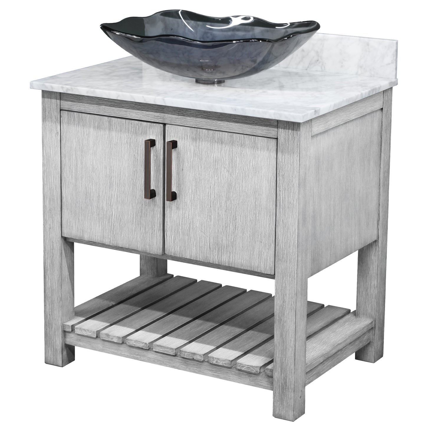 30-inch Bath Vanity with Carrara White Marble Counter and Sink - NOBV-30SG-CAR-317G