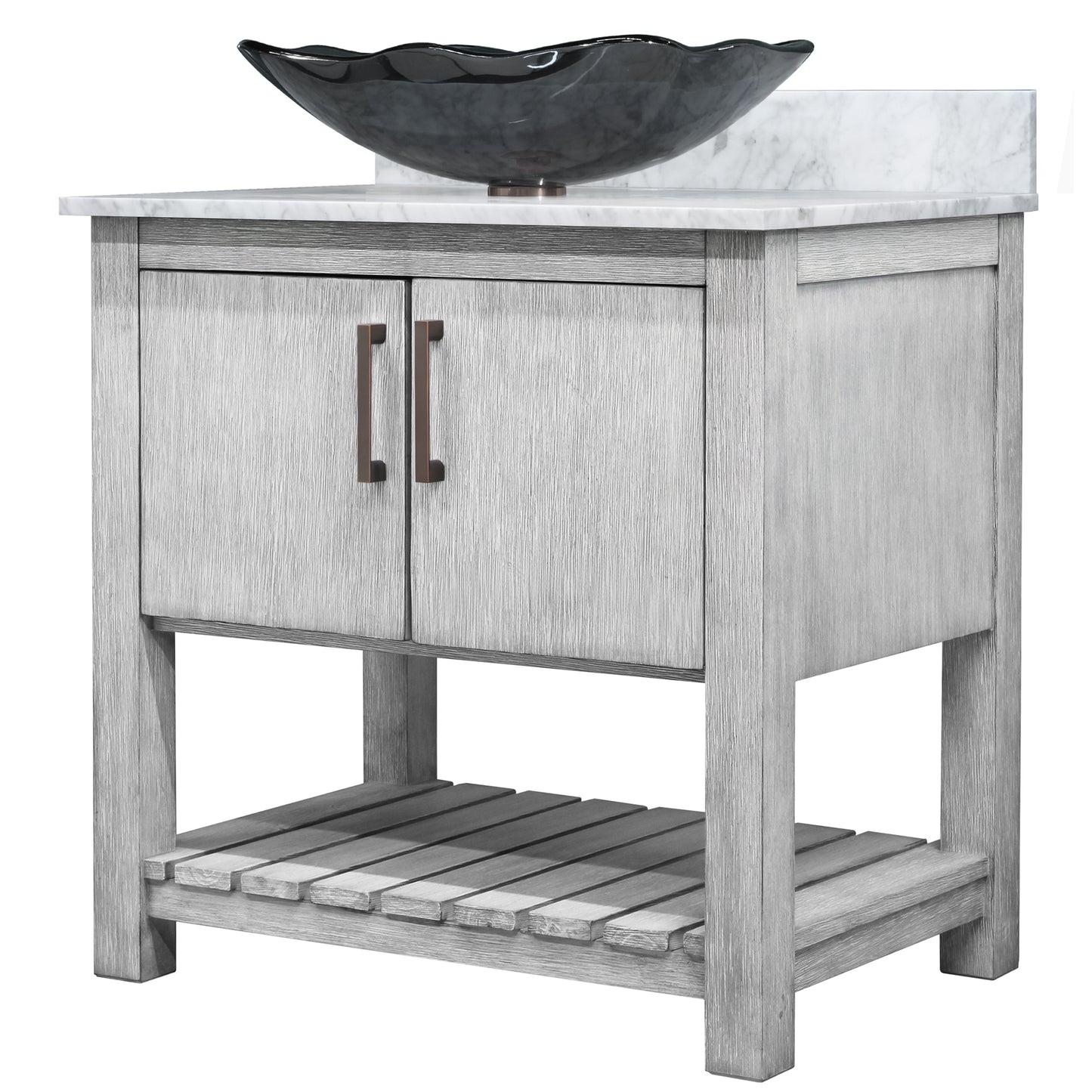 30-inch Bath Vanity with Carrara White Marble Counter and Sink - NOBV-30SG-CAR-317G