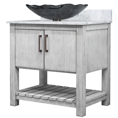 30-inch Bath Vanity with Carrara White Marble Counter and Sink - NOBV-30SG-CAR-317G