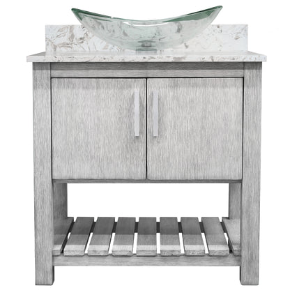 30-inch Bath Vanity with Café Mocha Quartz Counter and Sink - NOBV-30SG-6001-324C