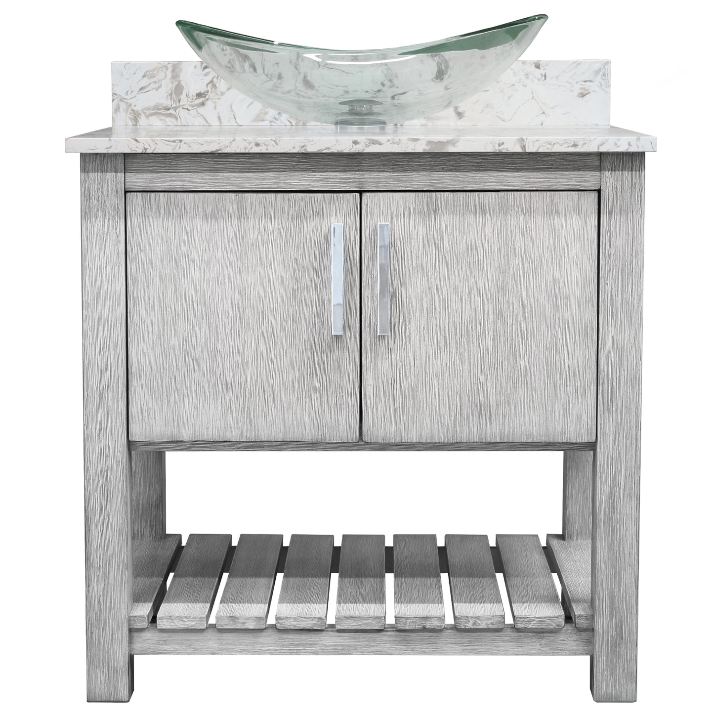 30-inch Bath Vanity with Café Mocha Quartz Counter and Sink - NOBV-30SG-6001-324C