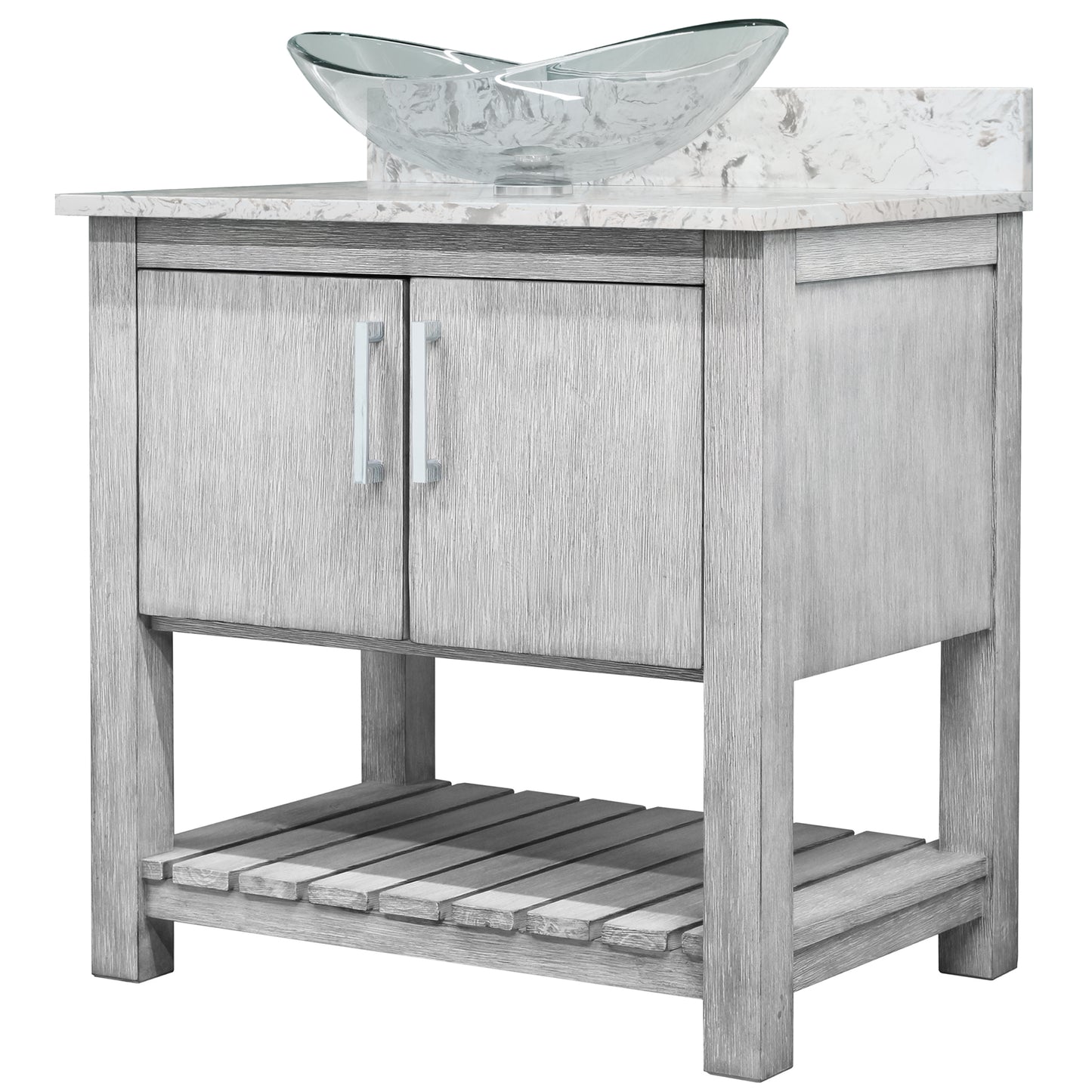 30-inch Bath Vanity with Café Mocha Quartz Counter and Sink - NOBV-30SG-6001-324C