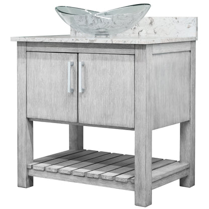 30-inch Bath Vanity with Café Mocha Quartz Counter and Sink - NOBV-30SG-6001-324C