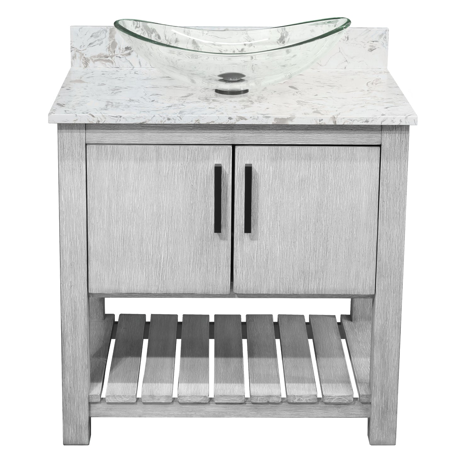 30-inch Bath Vanity with Café Mocha Quartz Counter and Sink - NOBV-30SG-6001-324C