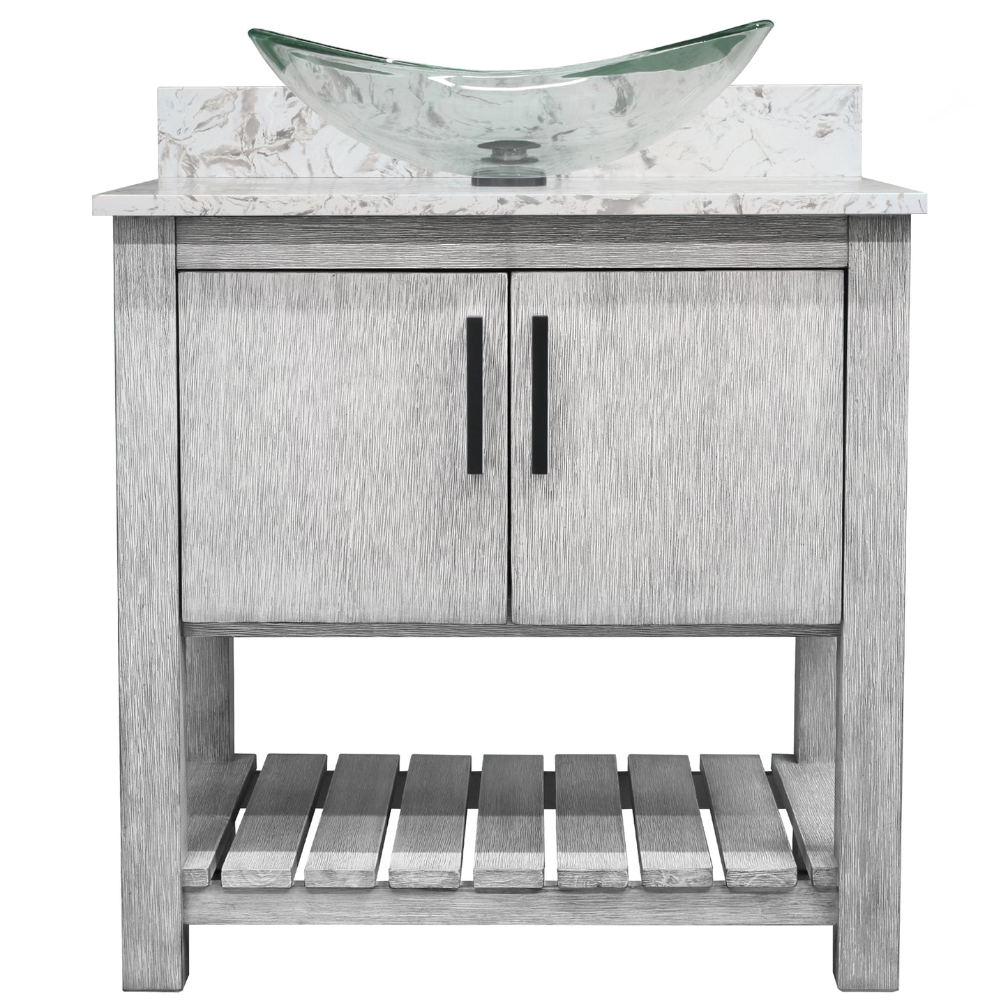 30-inch Bath Vanity with Café Mocha Quartz Counter and Sink - NOBV-30SG-6001-324C