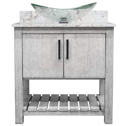 30-inch Bath Vanity with Café Mocha Quartz Counter and Sink - NOBV-30SG-6001-324C