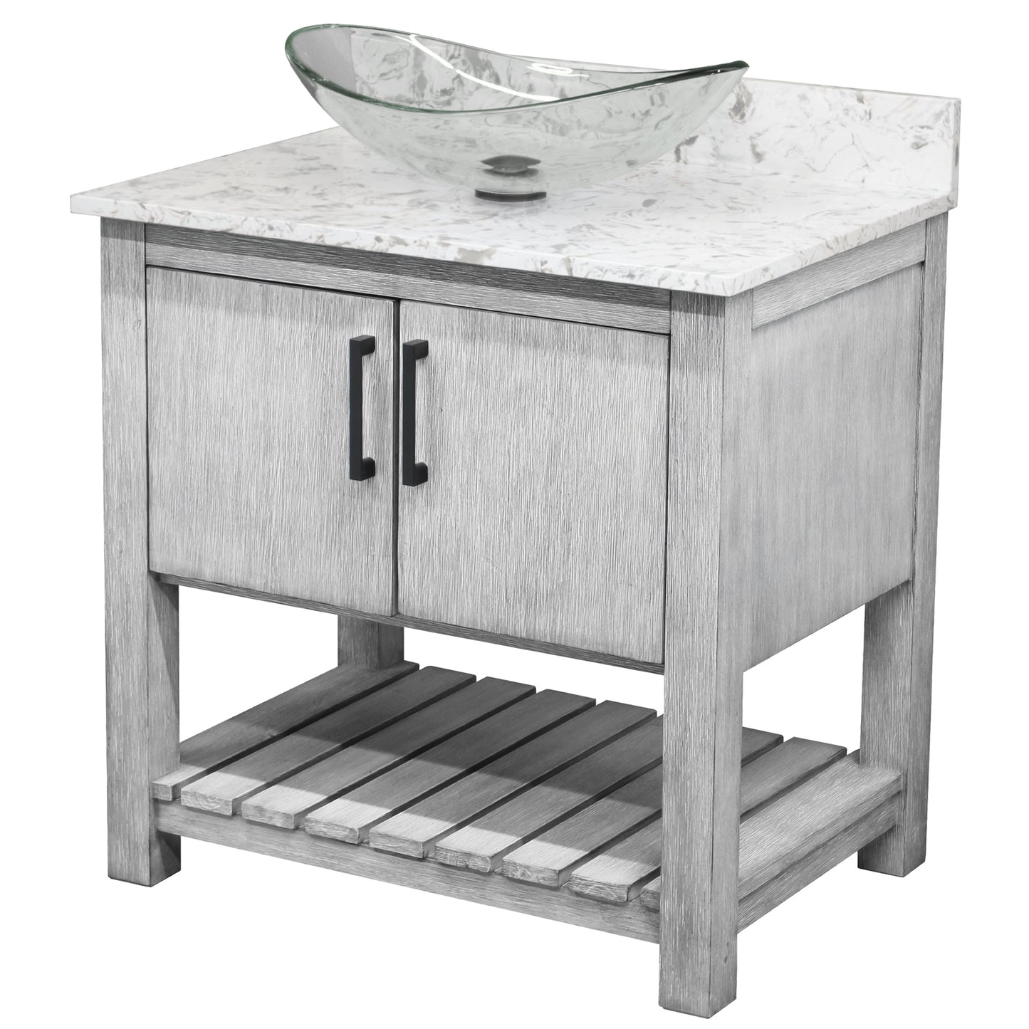 30-inch Bath Vanity with Café Mocha Quartz Counter and Sink - NOBV-30SG-6001-324C