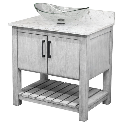 30-inch Bath Vanity with Café Mocha Quartz Counter and Sink - NOBV-30SG-6001-324C