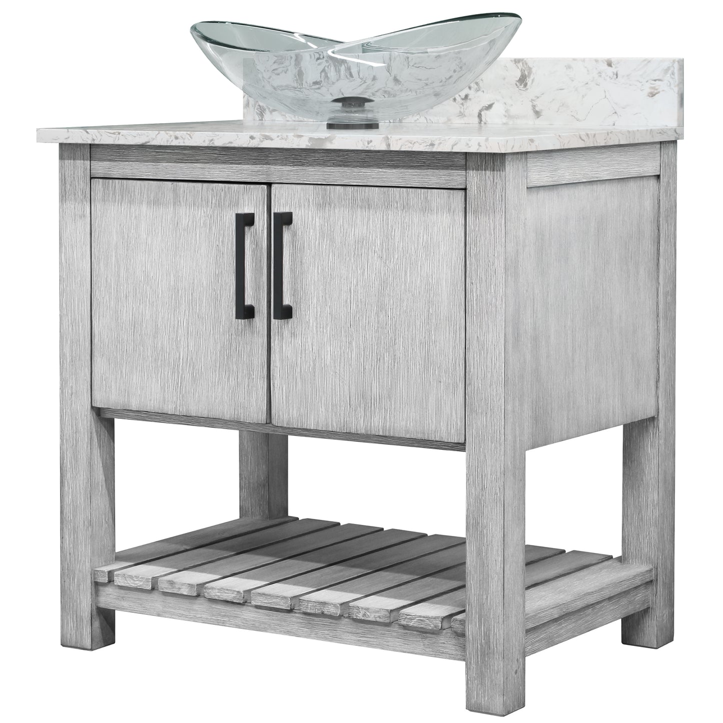 30-inch Bath Vanity with Café Mocha Quartz Counter and Sink - NOBV-30SG-6001-324C