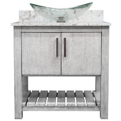 30-inch Bath Vanity with Café Mocha Quartz Counter and Sink - NOBV-30SG-6001-324C