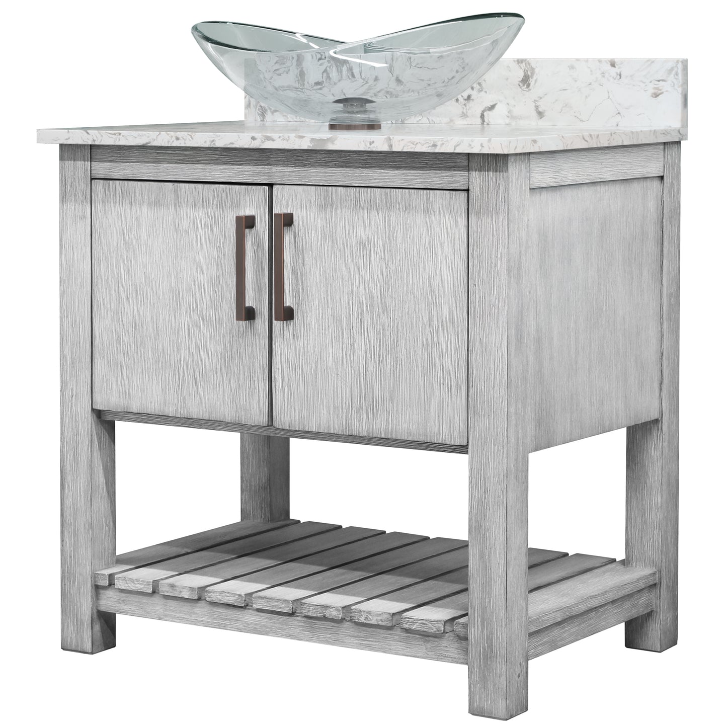 30-inch Bath Vanity with Café Mocha Quartz Counter and Sink - NOBV-30SG-6001-324C