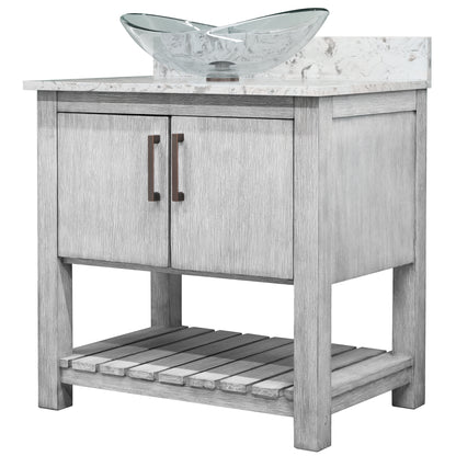 30-inch Bath Vanity with Café Mocha Quartz Counter and Sink - NOBV-30SG-6001-324C