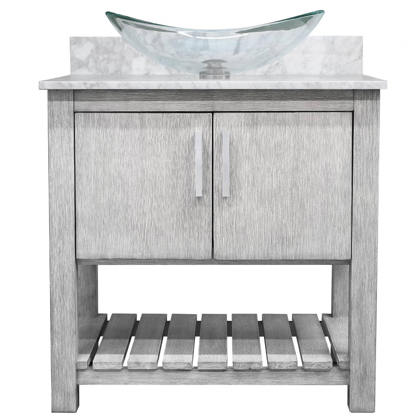 30-inch Bath Vanity with Carrara White Marble Counter and Sink - NOBV-30SG-CAR-324C