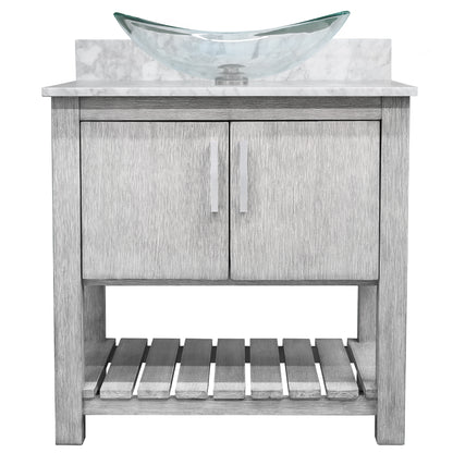 30-inch Bath Vanity with Carrara White Marble Counter and Sink - NOBV-30SG-CAR-324C