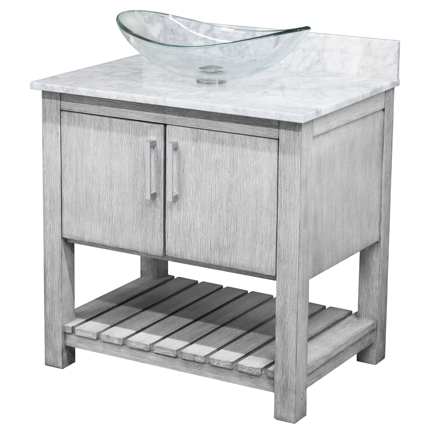 30-inch Bath Vanity with Carrara White Marble Counter and Sink - NOBV-30SG-CAR-324C