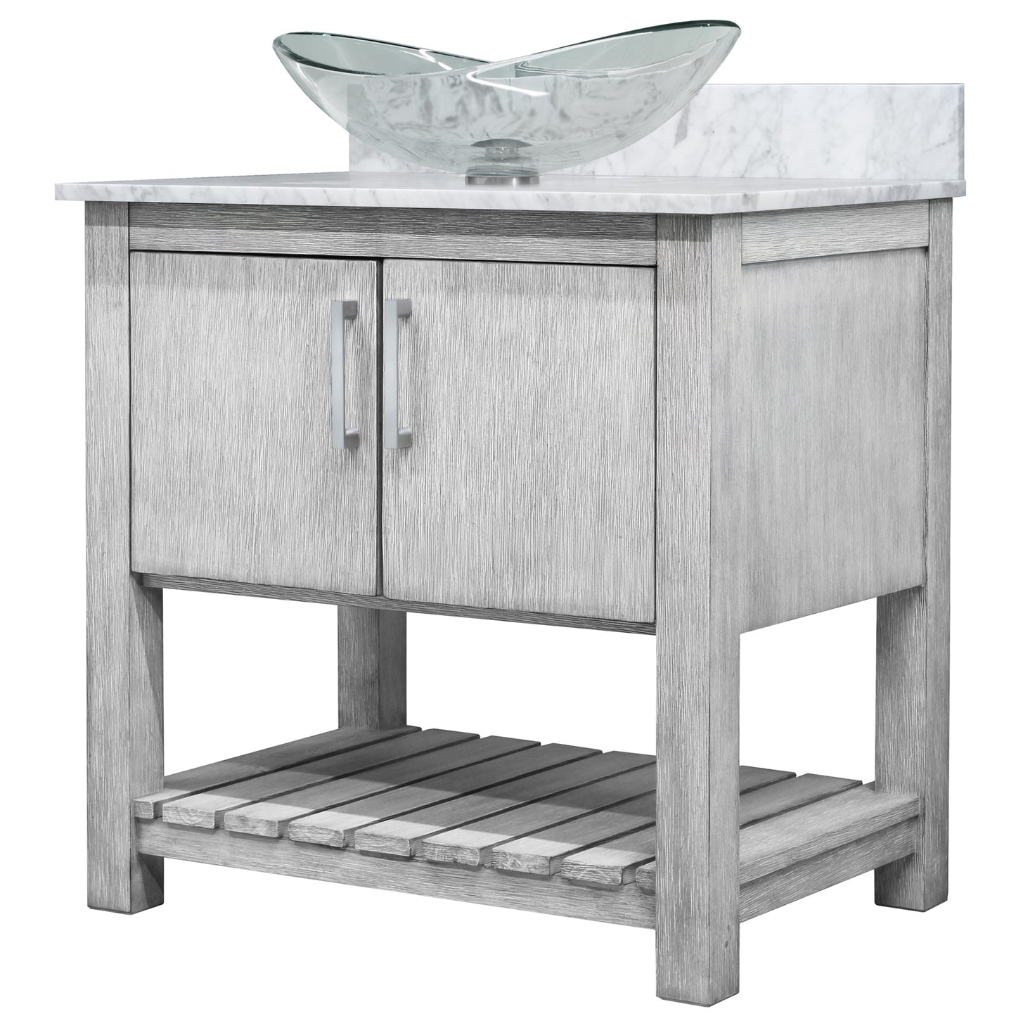 30-inch Bath Vanity with Carrara White Marble Counter and Sink - NOBV-30SG-CAR-324C