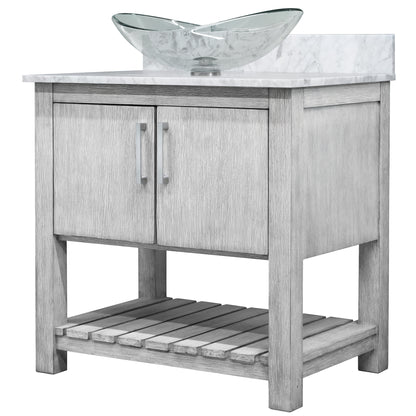 30-inch Bath Vanity with Carrara White Marble Counter and Sink - NOBV-30SG-CAR-324C