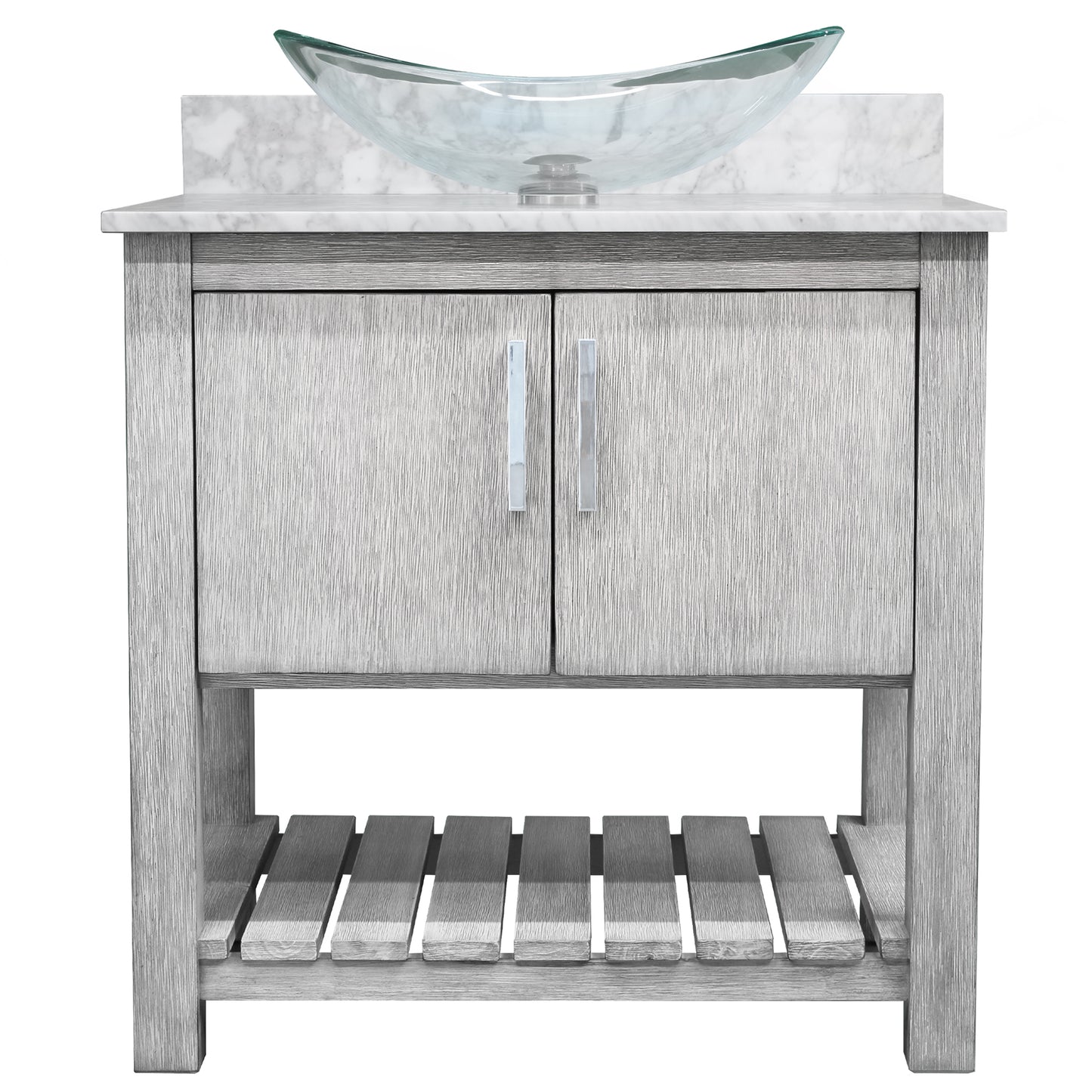 30-inch Bath Vanity with Carrara White Marble Counter and Sink - NOBV-30SG-CAR-324C