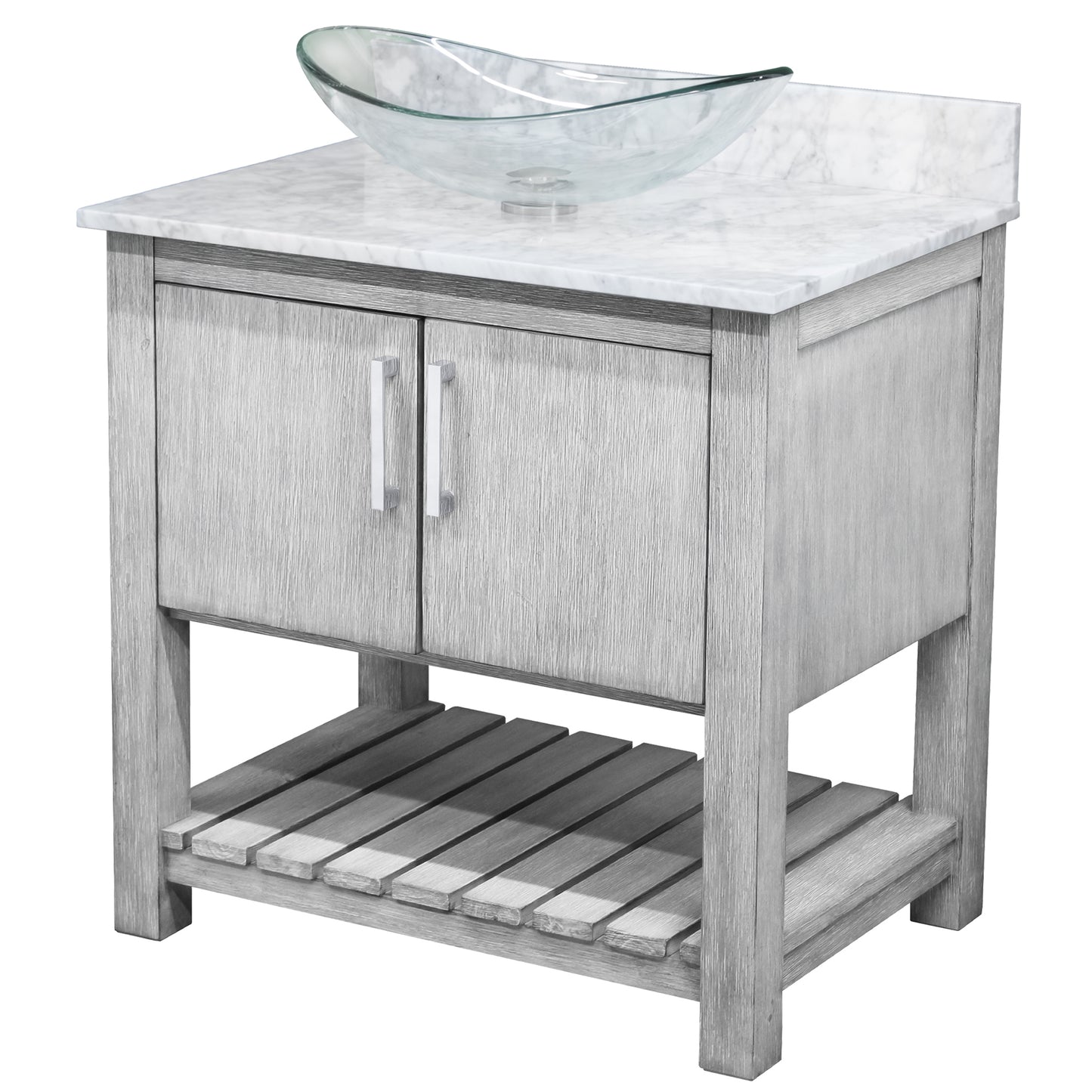 30-inch Bath Vanity with Carrara White Marble Counter and Sink - NOBV-30SG-CAR-324C