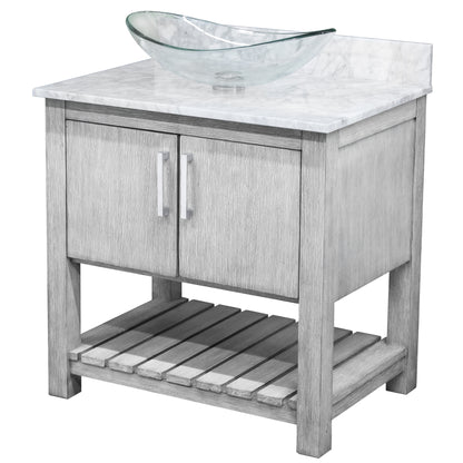 30-inch Bath Vanity with Carrara White Marble Counter and Sink - NOBV-30SG-CAR-324C