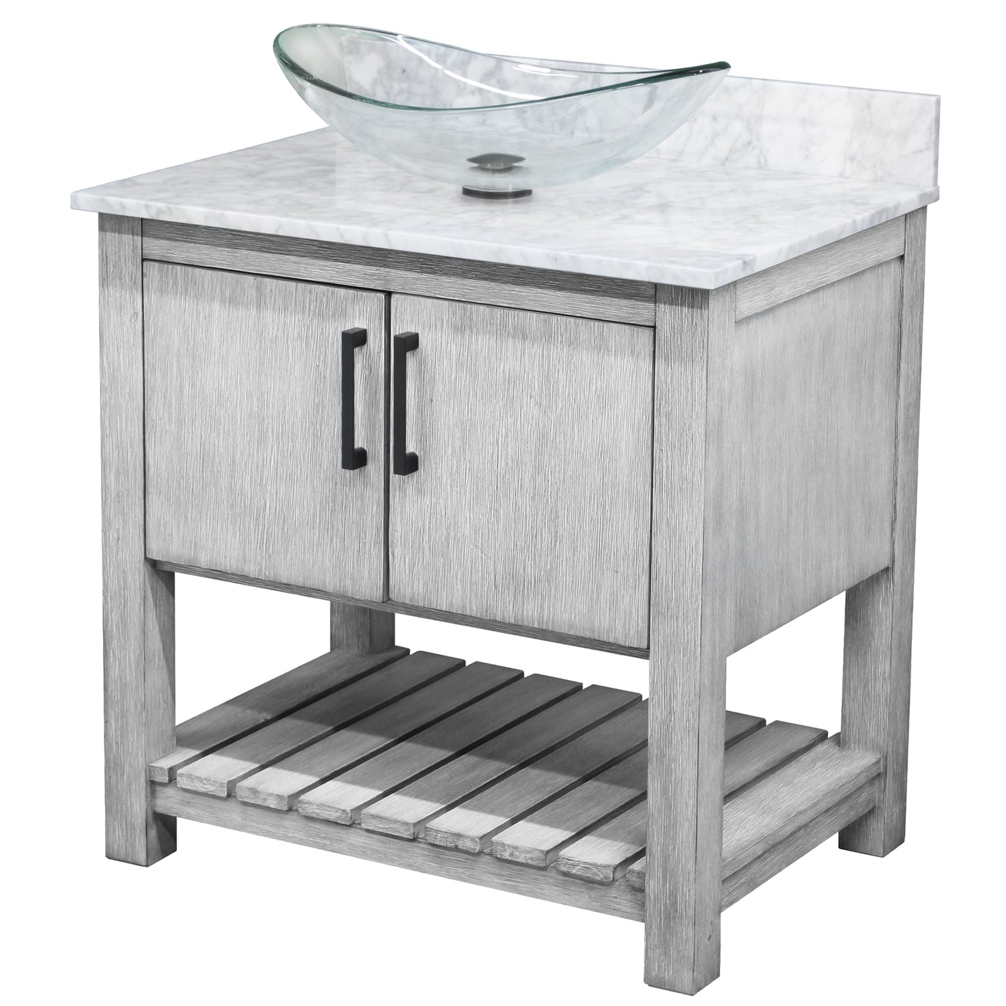 30-inch Bath Vanity with Carrara White Marble Counter and Sink - NOBV-30SG-CAR-324C