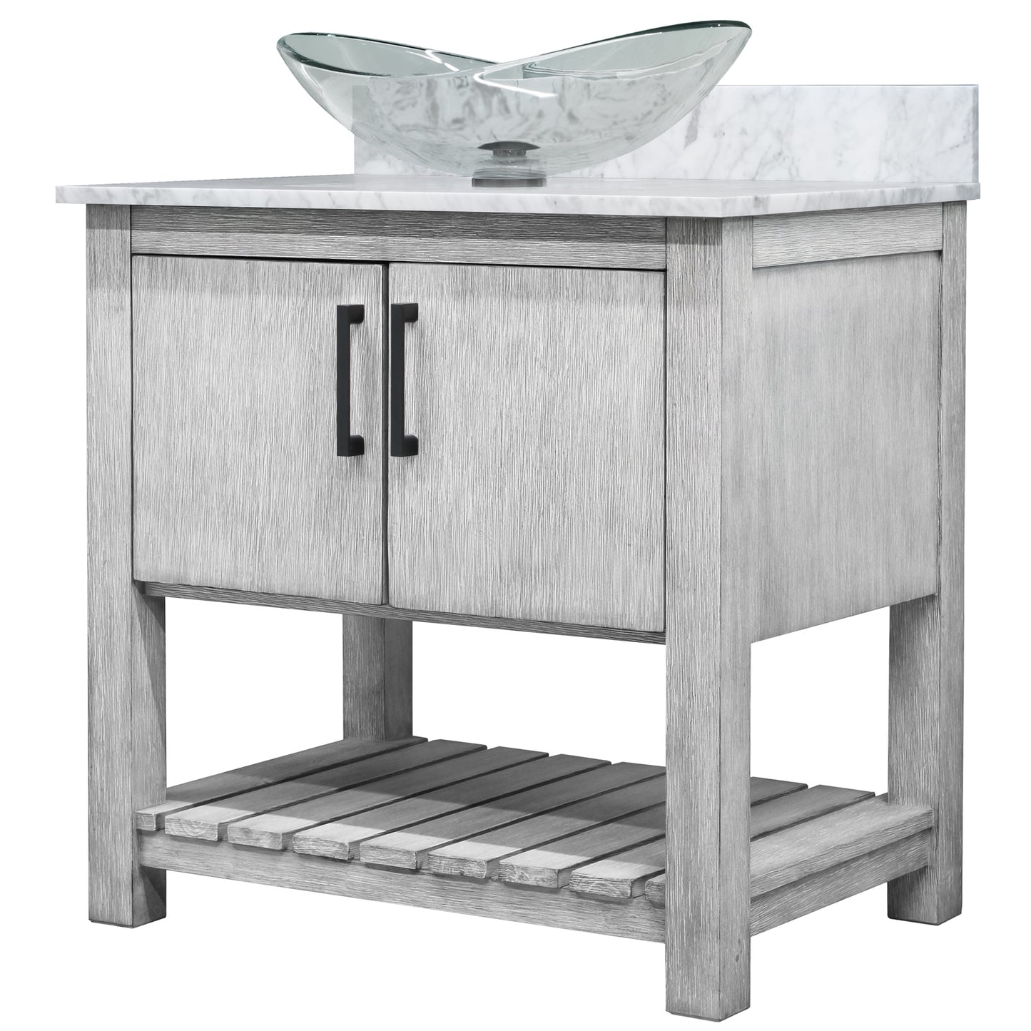 30-inch Bath Vanity with Carrara White Marble Counter and Sink - NOBV-30SG-CAR-324C