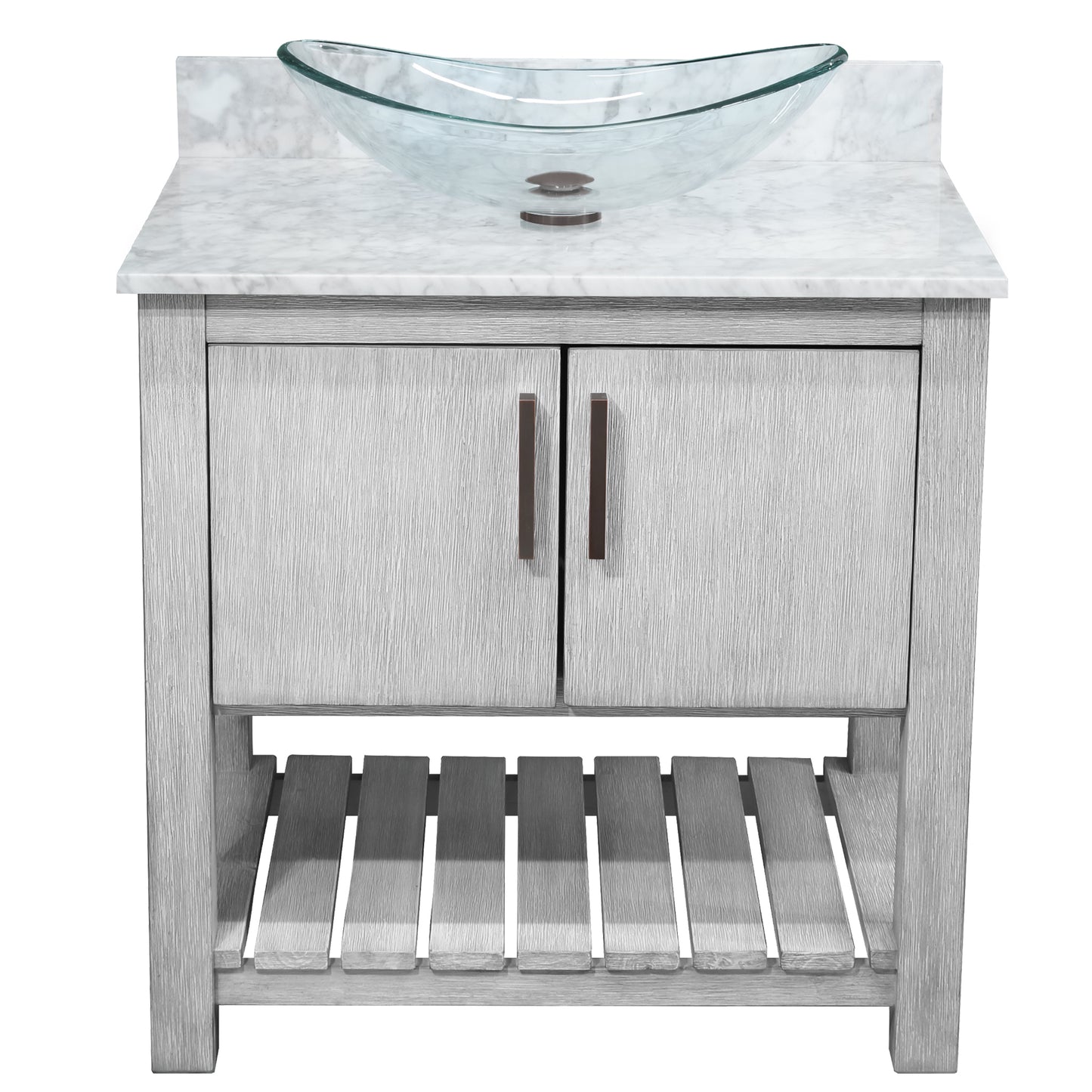 30-inch Bath Vanity with Carrara White Marble Counter and Sink - NOBV-30SG-CAR-324C