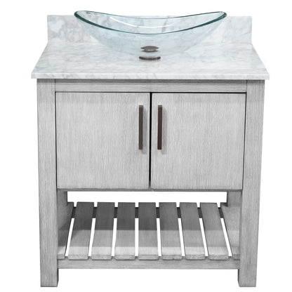 30-inch Bath Vanity with Carrara White Marble Counter and Sink - NOBV-30SG-CAR-324C