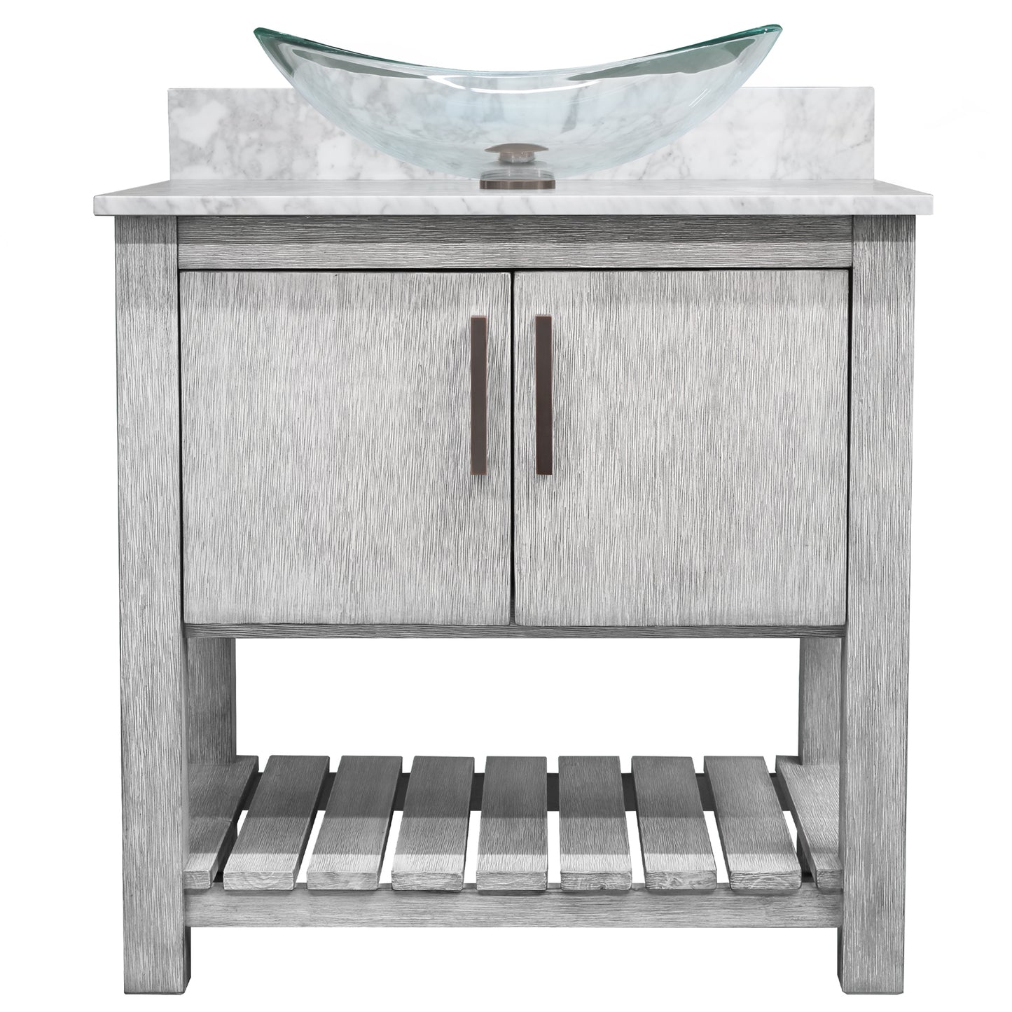 30-inch Bath Vanity with Carrara White Marble Counter and Sink - NOBV-30SG-CAR-324C