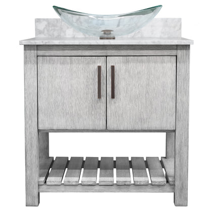 30-inch Bath Vanity with Carrara White Marble Counter and Sink - NOBV-30SG-CAR-324C