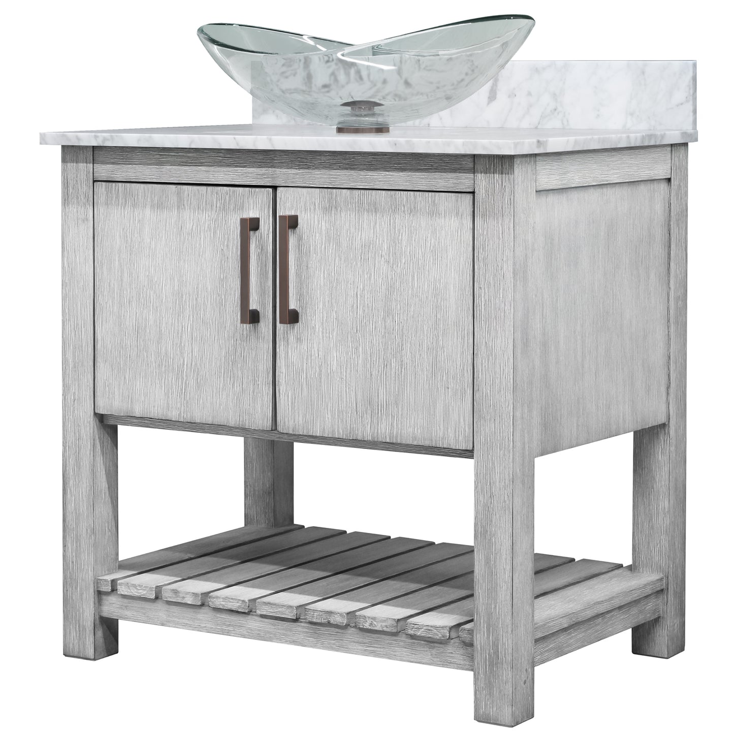 30-inch Bath Vanity with Carrara White Marble Counter and Sink - NOBV-30SG-CAR-324C
